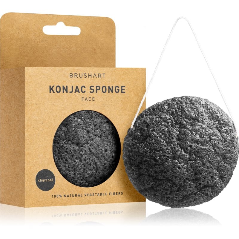 BrushArt Home Salon Konjac sponge нежна ексфолираща гъба за лице Charcoal