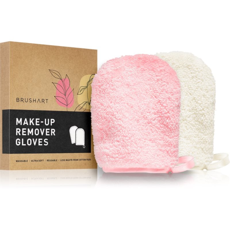 BrushArt Home Salon Make-up remover gloves ръкавици за почистване на грим PINK, CREAM