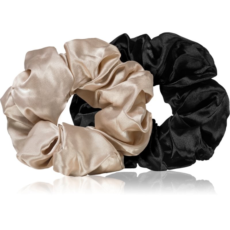 BrushArt Hair Large satin scrunchie set ластици за коса Cream & Black