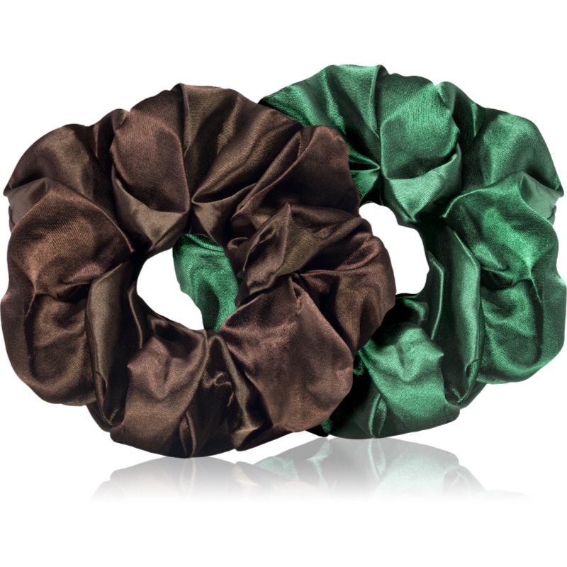 BrushArt BrushArt Hair Large satin scrunchie set ластици за коса Brown & Green - Унисекс парфюм - Сравни цени от 1 магазин с безплатна доставка
