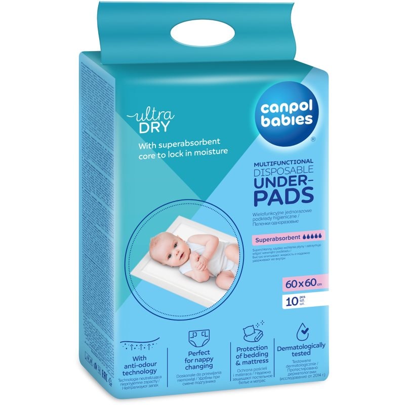 Canpol babies Multifunctional Underpads еднократни подложки за смяна на пелените 60x60 cm - Грижа за тяло - Сравни цени от 1 магазин с безплатна доставка