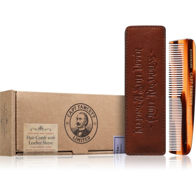 Captain Fawcett Accessories Hair Comb with Leather Case гребен за брада с калъфка - Грижа за коса - Сравни цени от 1 магазин с безплатна доставка