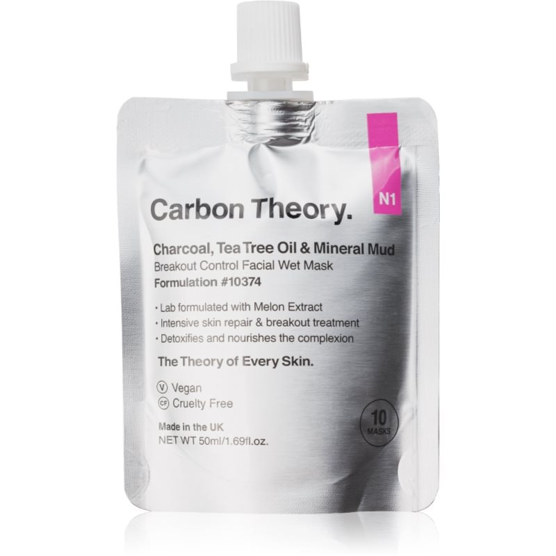 Carbon Theory Charcoal, Tea Tree Oil & Mineral Mud интензивна регенерираща маска за проблемна кожа, акне - Грижа за лице - Сравни цени от 1 магазин с безплатна доставка