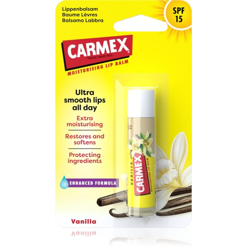 Carmex Vanilla хидратиращ балсам за устни в тубичка SPF 15