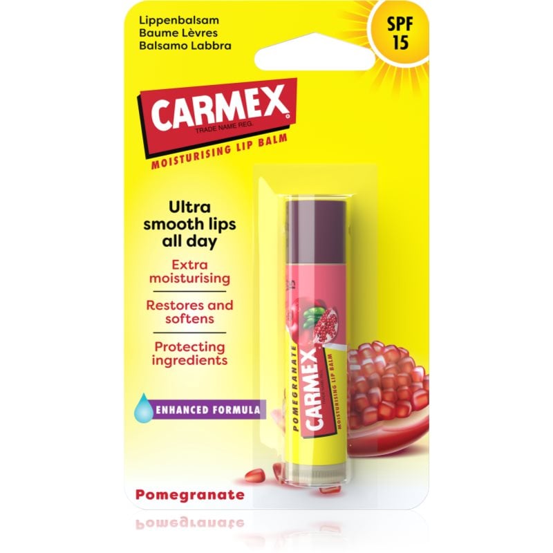 Carmex Pomegranate хидратиращ балсам за устни в тубичка SPF 15