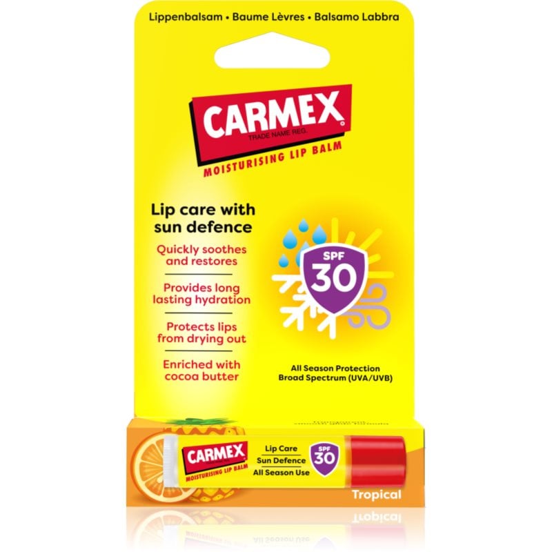 Carmex Tropical Sun Defense защитен балсам за устни SPF 30