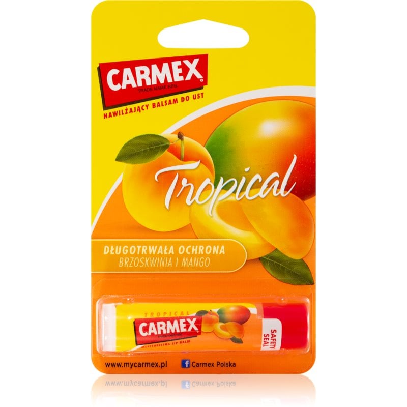 Carmex Tropical Peach & Mango хидратиращ балсам за устни в тубичка (Peach and Mango)