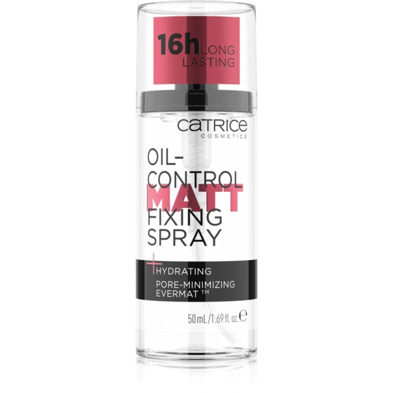 Catrice Oil-Control Matt матиращ и фиксиращ спрей върху фон дьо тен