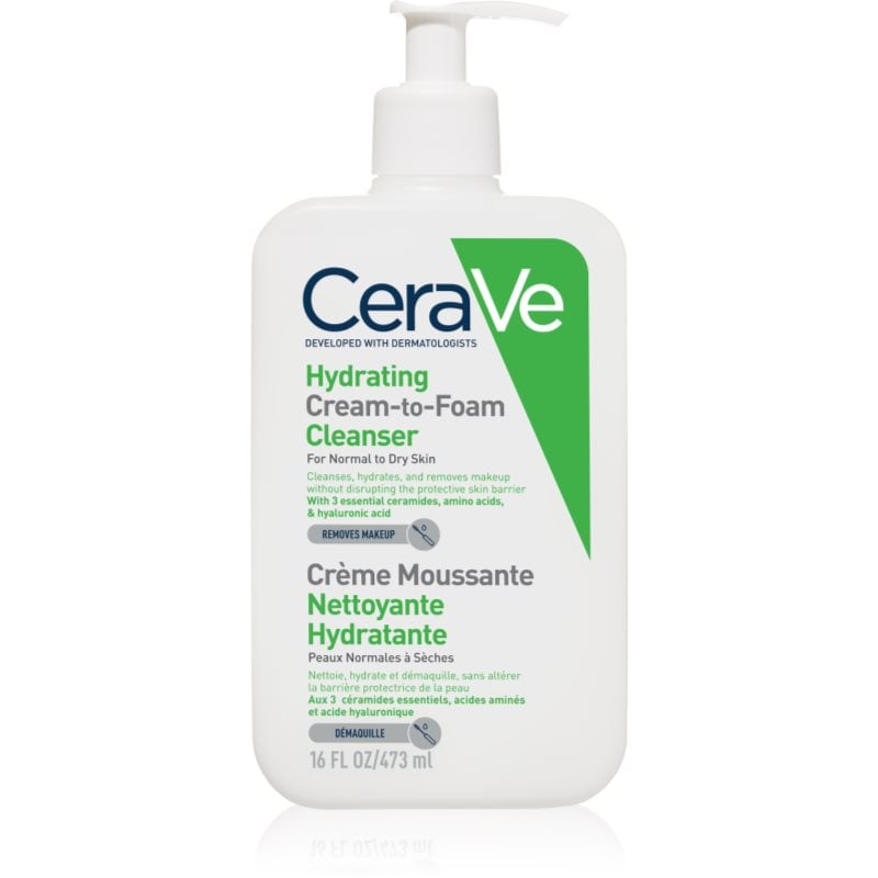 CeraVe Cleansers Hydrating Cream-to-Foam Cleanser почистваща крем- пяна за нормална към суха кожа