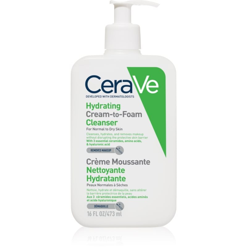 CeraVe Cleansers Hydrating Cream-to-Foam Cleanser почистваща крем- пяна за нормална към суха кожа - Грижа за лице - Сравни цени от 1 магазин с безплатна доставка