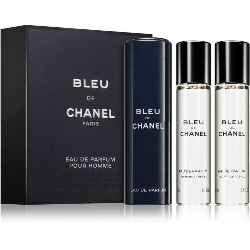 Chanel Bleu de Chanel travel (1 бр. зареждащ се + 2 бр. пълнеж) за мъже 3 x EDP