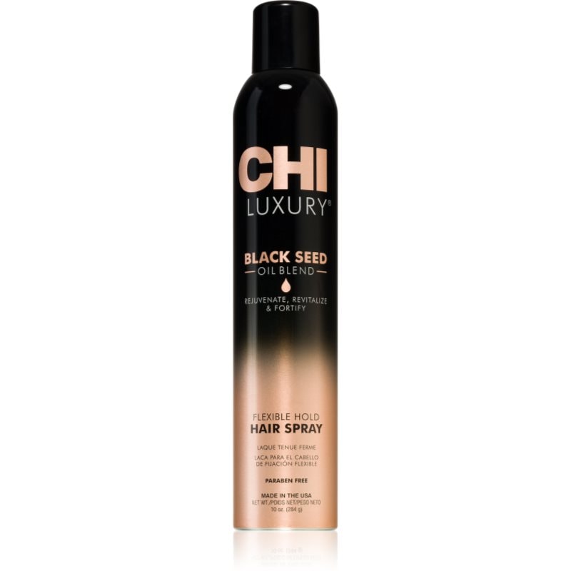 CHI Luxury Black Seed Oil Flexible Hold Hairspray лак за коса за гъвкава фиксация - Грижа за коса - Сравни цени от 1 магазин с безплатна доставка
