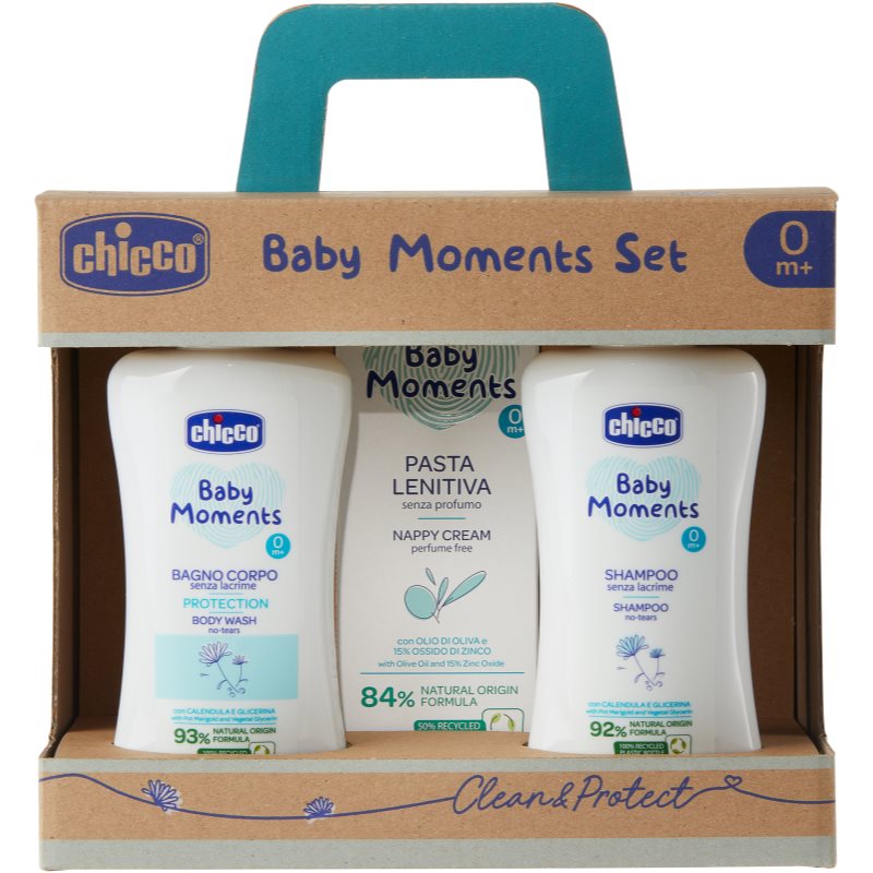Chicco Baby Moments Clean & Protect подаръчен комплект за деца от раждането им - Комплект - Сравни цени от 1 магазин с безплатна доставка