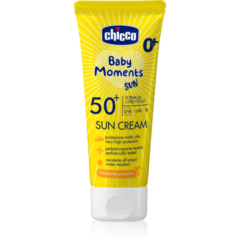 Chicco Baby Moments Sun слънцезащитен крем SPF 50+ за деца от раждането им