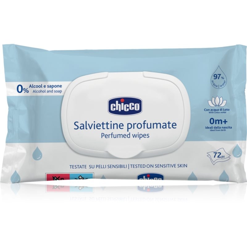 Chicco Chicco Perfumed Wipes 0m+ мокри кърпички за деца леко ирано 72 бр. Parfum - Унисекс парфюм - Сравни цени от 1 магазин с безплатна доставка