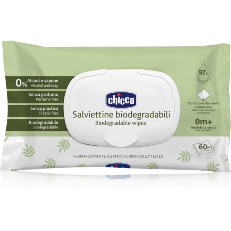 Chicco Biodegradable Baby Wipes нежни мокри кърпички за бебета