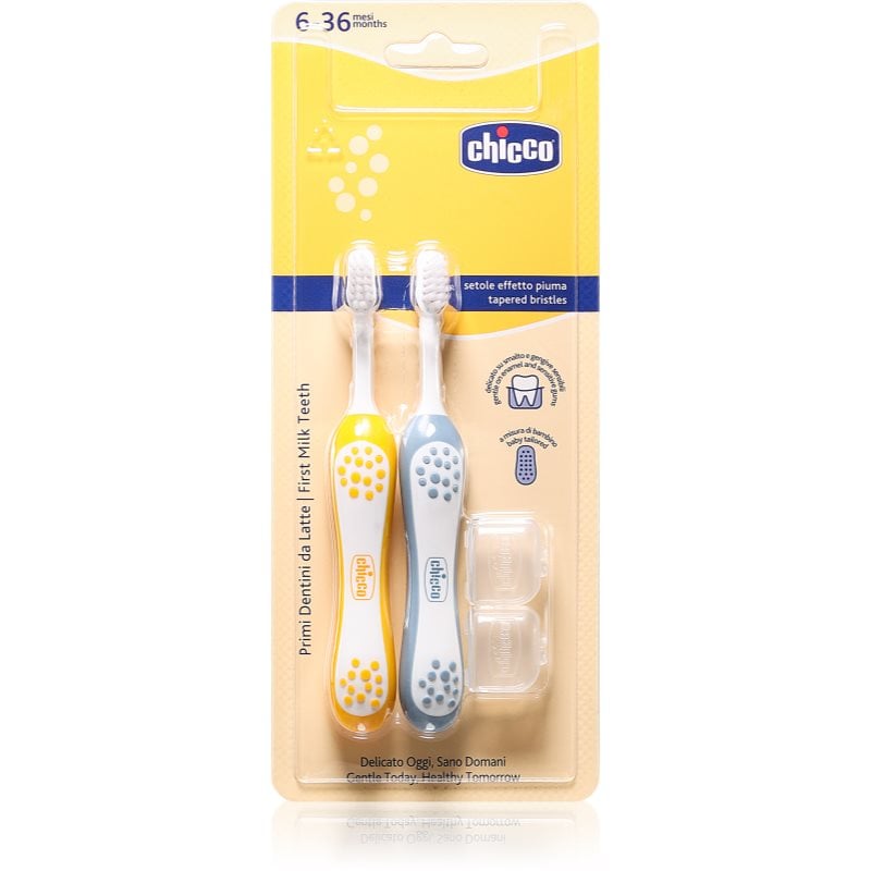 Chicco Toothbrush Set 6-36m четка за зъби за деца Indigo-Mustard