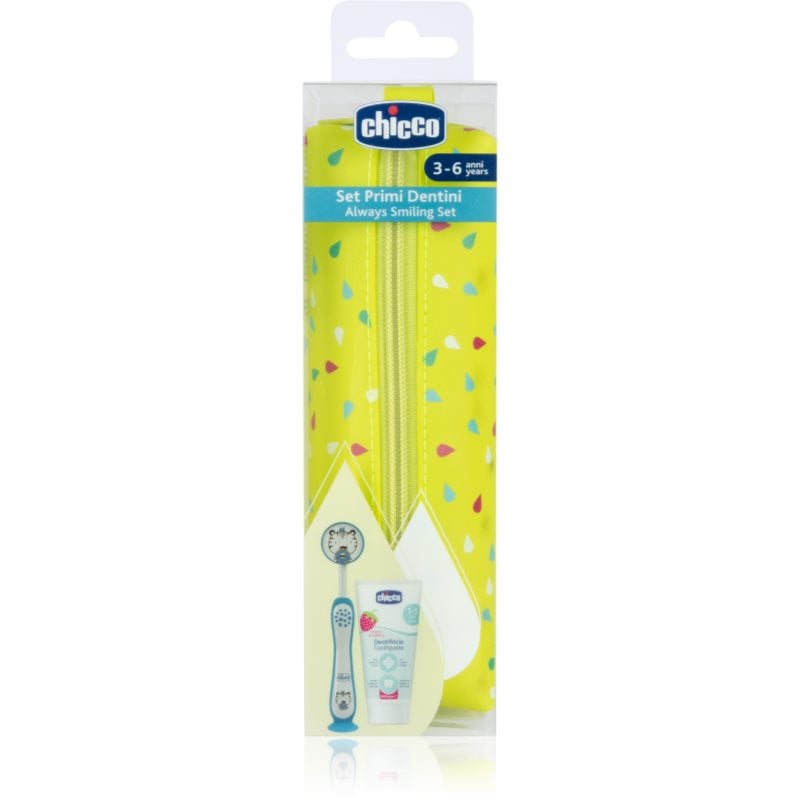 Chicco Always Smiling Set 3y+ Комплект за дентална грижа с калъфка Tiger