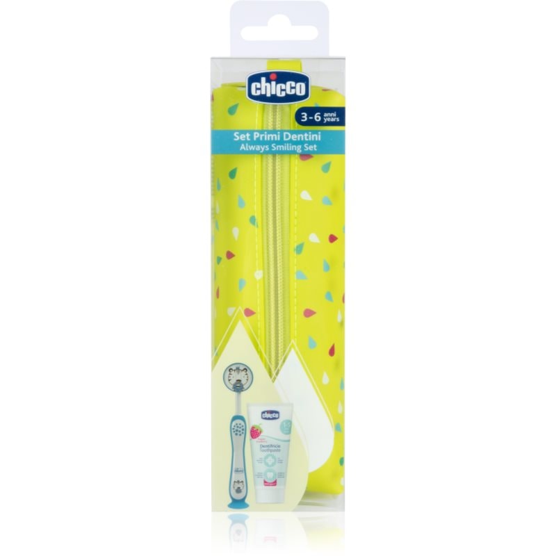 Chicco Always Smiling Set 3y+ Комплект за дентална грижа с калъфка Tiger - Комплект - Сравни цени от 1 магазин с безплатна доставка