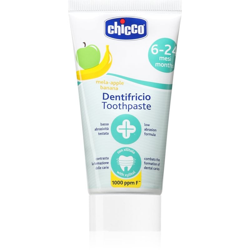 Chicco Toothpaste 6-24m детска паста за зъби с флуорид Apple-Banana
