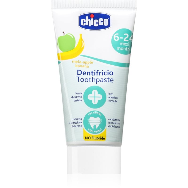 Chicco Fluoride-Free Toothpaste 6-24m паста за зъби без флуорид за деца Apple-Banana