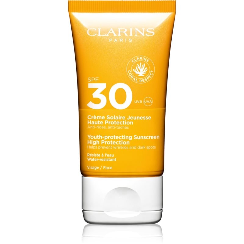 Clarins Youth-Protecting Sunscreen High Protection слънцезащитен крем за лице SPF 30 - Грижа за лице - Сравни цени от 1 магазин с безплатна доставка