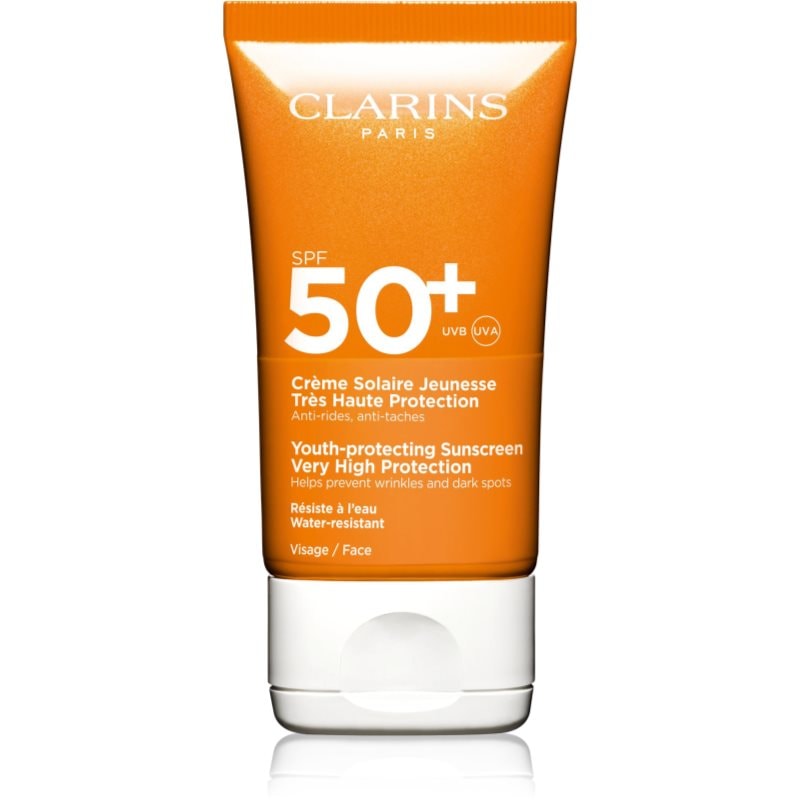 Clarins Sun Care Youth-Protecting Sunscreen слънцезащитен крем за лице SPF 50+ - Грижа за тяло - Сравни цени от 1 магазин с безплатна доставка