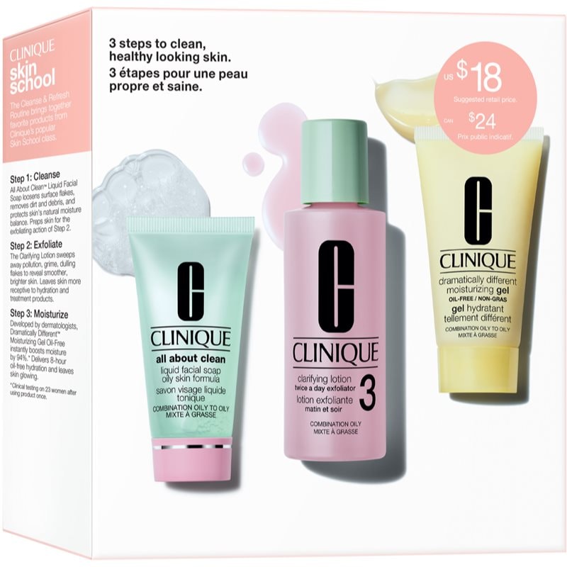 Clinique 3 Steps Skin Care Kit Skin Type 3 подаръчен комплект за смесена и мазна кожа - Комплект - Сравни цени от 1 магазин с безплатна доставка