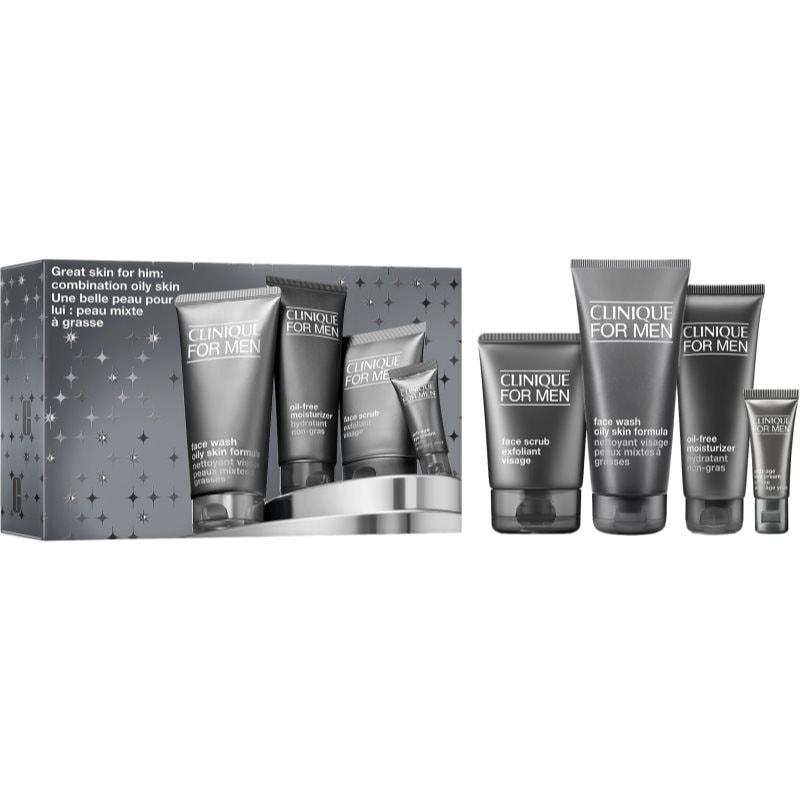 Clinique Holiday Great Skin for HIM: Combination Oily Skin коледен подаръчен комплект за мъже - Комплект - Сравни цени от 1 магазин с безплатна доставка