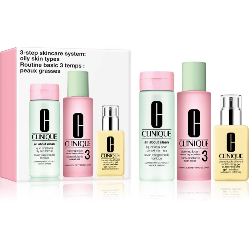 Clinique 3 Steps Skincare Systeme Oily Skin Types подаръчен комплект за мазна кожа - Комплект - Сравни цени от 1 магазин с безплатна доставка