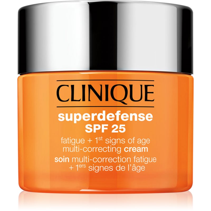 Clinique Superdefense™ SPF 25 Fatigue + 1st Signs Of Age Multi-Correcting Cream крем против първи белези на стареене за суха и смесена кожа SPF 25 50 - Грижа за лице - Сравни цени от 1 магазин с безплатна доставка