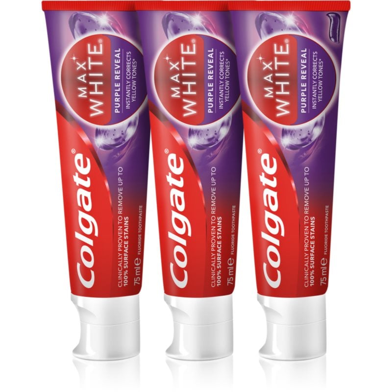 Colgate Max White Purple Reveal освежаваща паста за зъби 3x