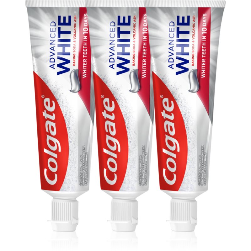 Colgate Colgate Advanced White Volcanic Ash and Baking Soda натурална паста за зъби 3x - Унисекс парфюм 75мл - Сравни цени от 1 магазин с безплатна доставка