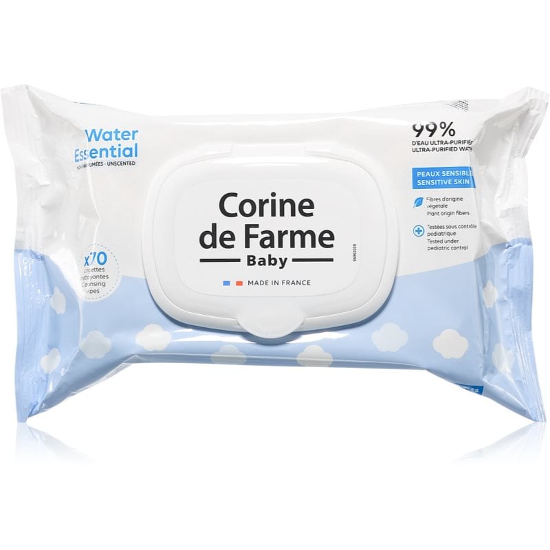 Corine de farme Water Wipes нежни мокри кърпички за бебета