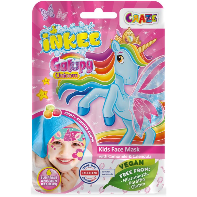 Craze INKEE Unicorn платнена маска за деца 5y+ - Грижа за лице - Сравни цени от 1 магазин с безплатна доставка