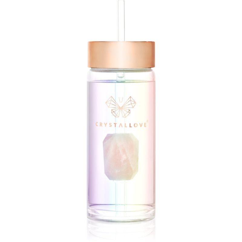 Crystallove Clear Quartz Straw Water Bottle стъклена бутилка за вода със сламка Hologram - Rose Quartz - Грижа за тяло - Сравни цени от 1 магазин с безплатна доставка