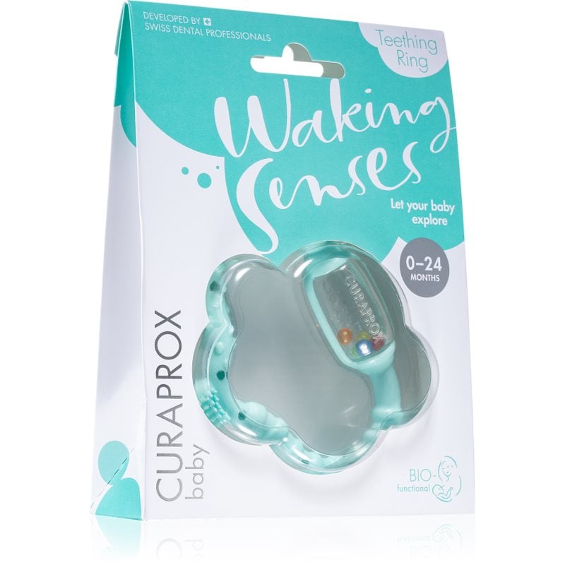 Curaprox Baby Waking Senses Чесалка за зъби с четка за масаж и дрънкалка