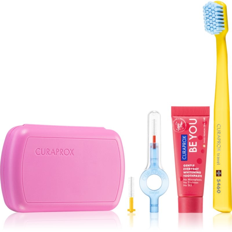 Curaprox Travel Set комплект за пътуване за зъби, език и венци Pink