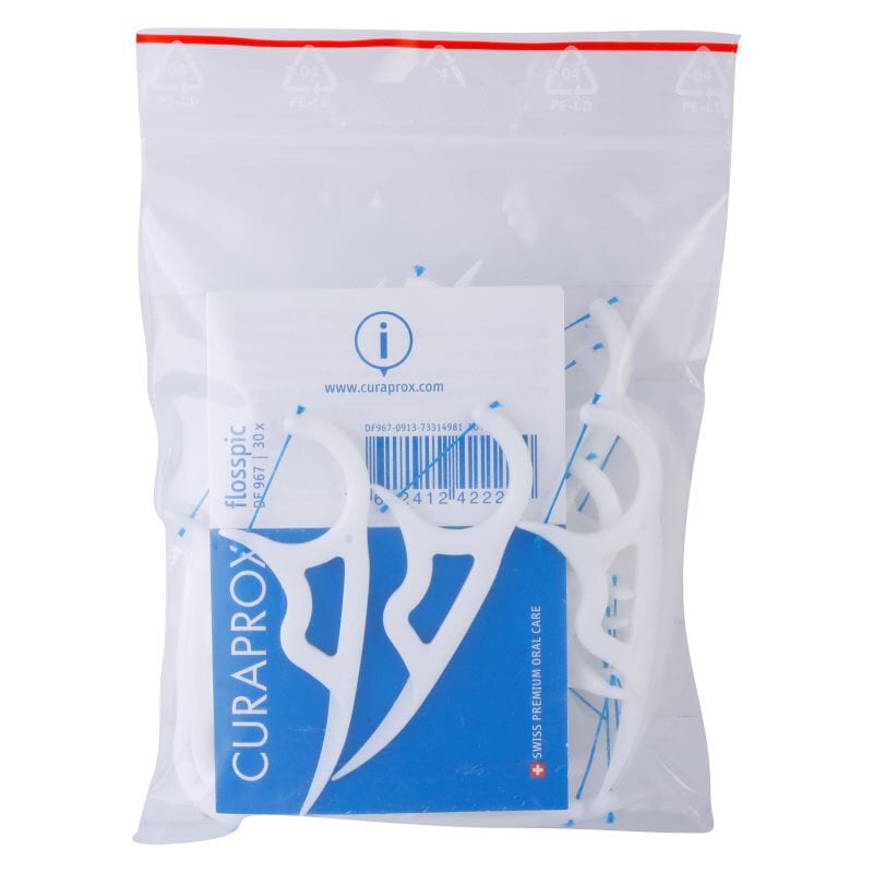 Curaprox Flosspic DF 967 конец за зъби и клечка за зъби в едно