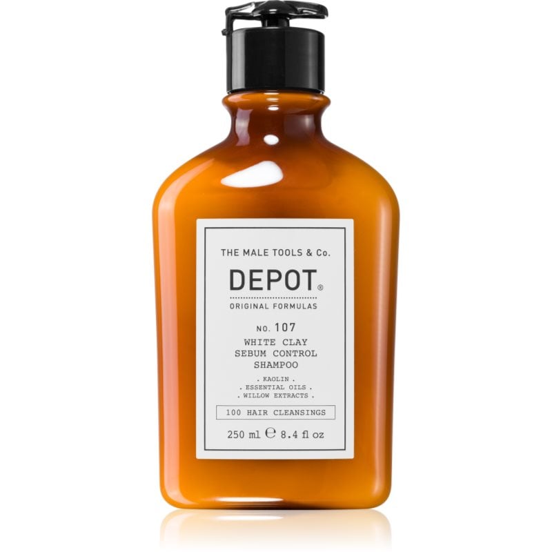 DEPOT 100 HAIR CLEANSING NO. 107 WHITE CLAY SEBUM SHAMPOO почистващ шампоан за мазна коса и мазен скалп