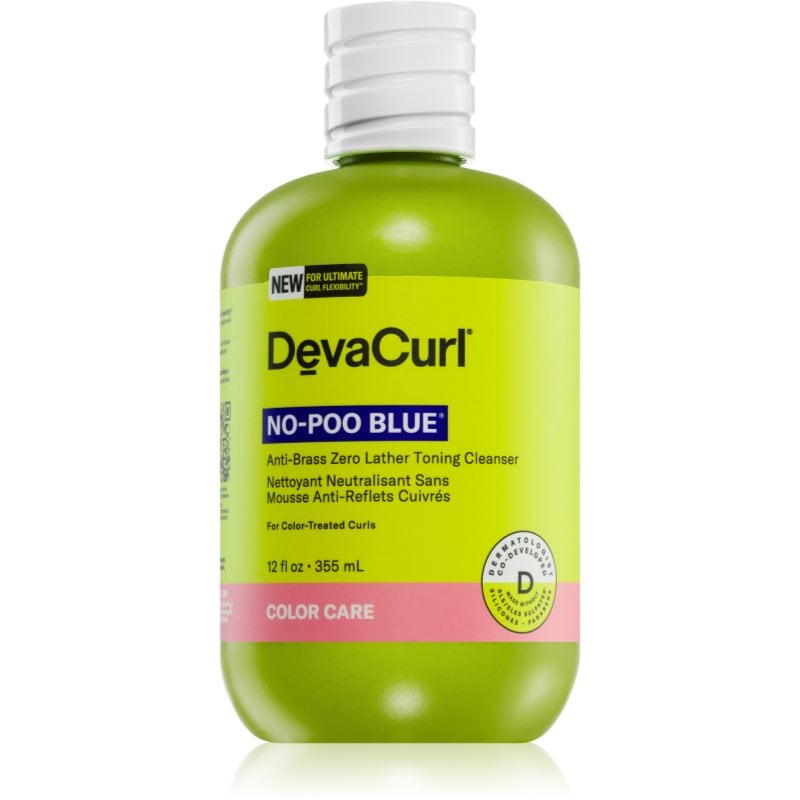 DevaCurl No-Poo Blue® хидратиращ шампоан за чуплива и къдрава коса неутрализиращ кафеникавите оттенъци