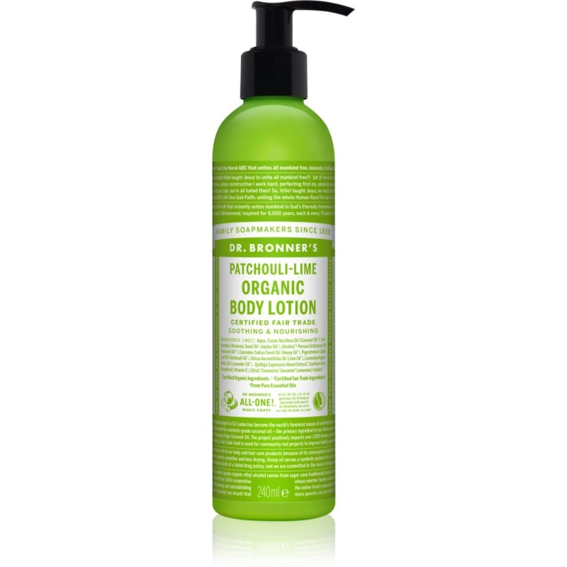 Dr. Bronner’s Patchouli & Lime интензивно регенериращо мляко за тяло - Грижа за тяло - Сравни цени от 1 магазин с безплатна доставка
