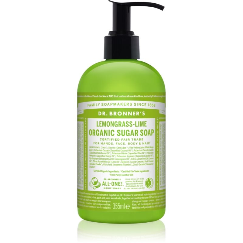 Dr. Bronner’s Dr. Bronner’s Lemongrass & Lime течен сапун за тяло и коса - Унисекс парфюм 355мл - Сравни цени от 1 магазин с безплатна доставка