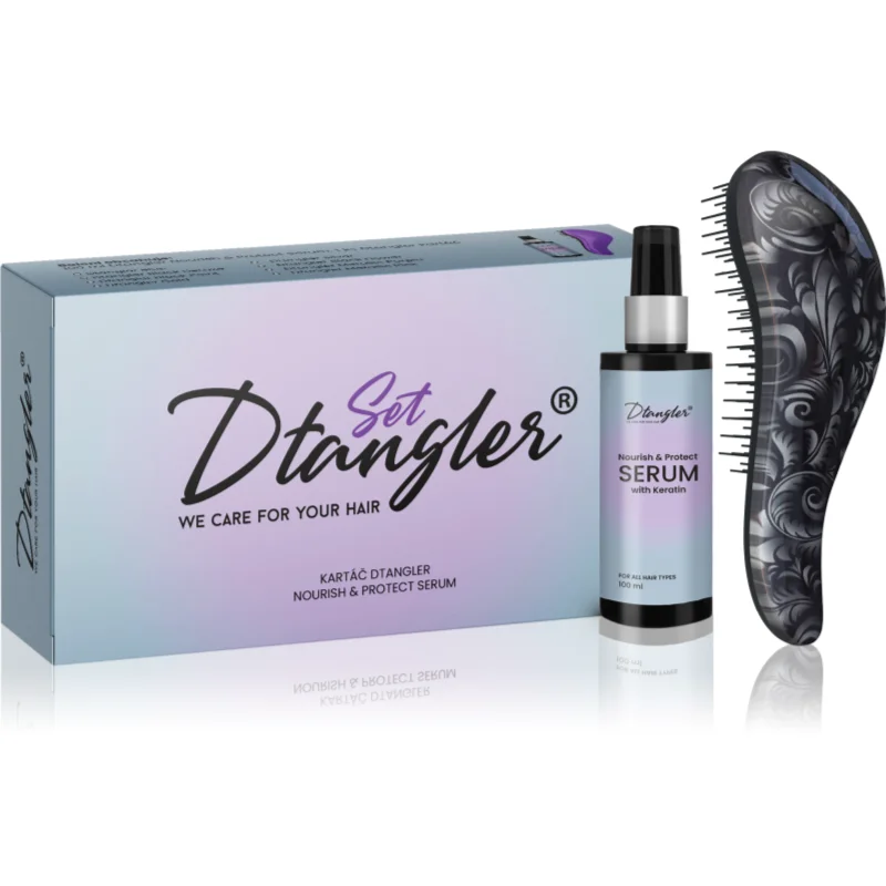 Dtangler We Care For Your Hair Set подаръчен комплект За коса Black Flower