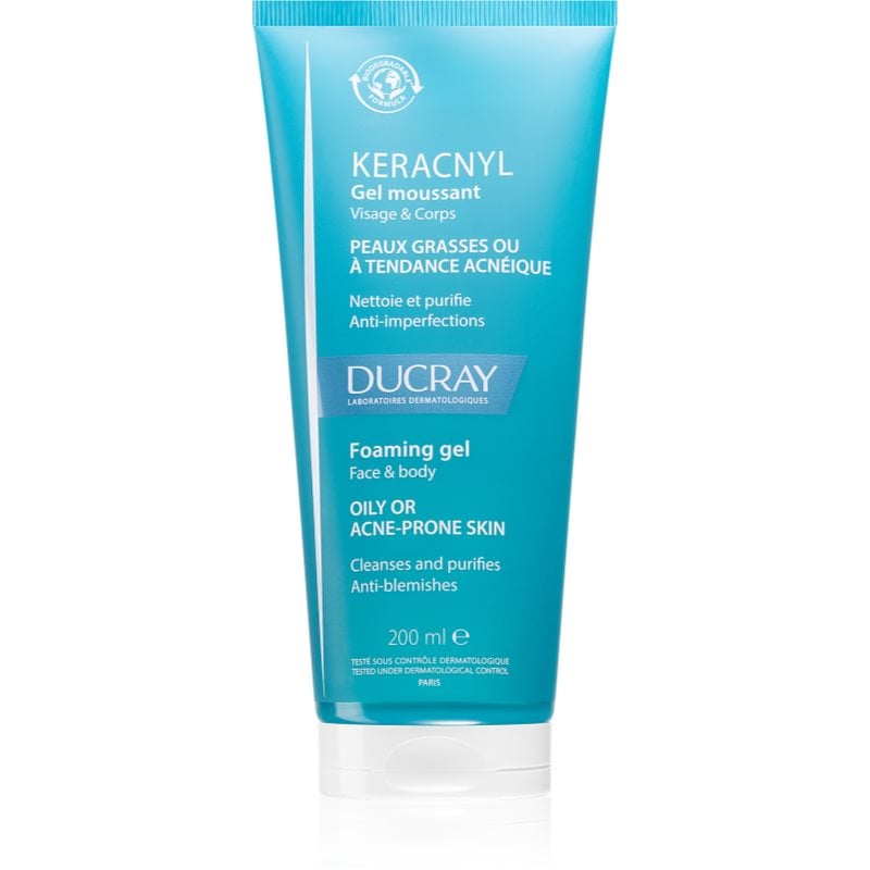 Ducray Keracnyl Foaming gel пенлив почистващ гел за мазна кожа склонна към акне