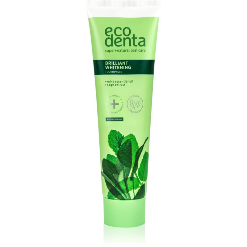 Ecodenta Ecodenta Green Brilliant Whitening избелваща паста за зъби с флуорид за свеж дъх Mint Oil + Sage Extract - Унисекс парфюм 100мл - Сравни цени от 1 магазин с безплатна доставка