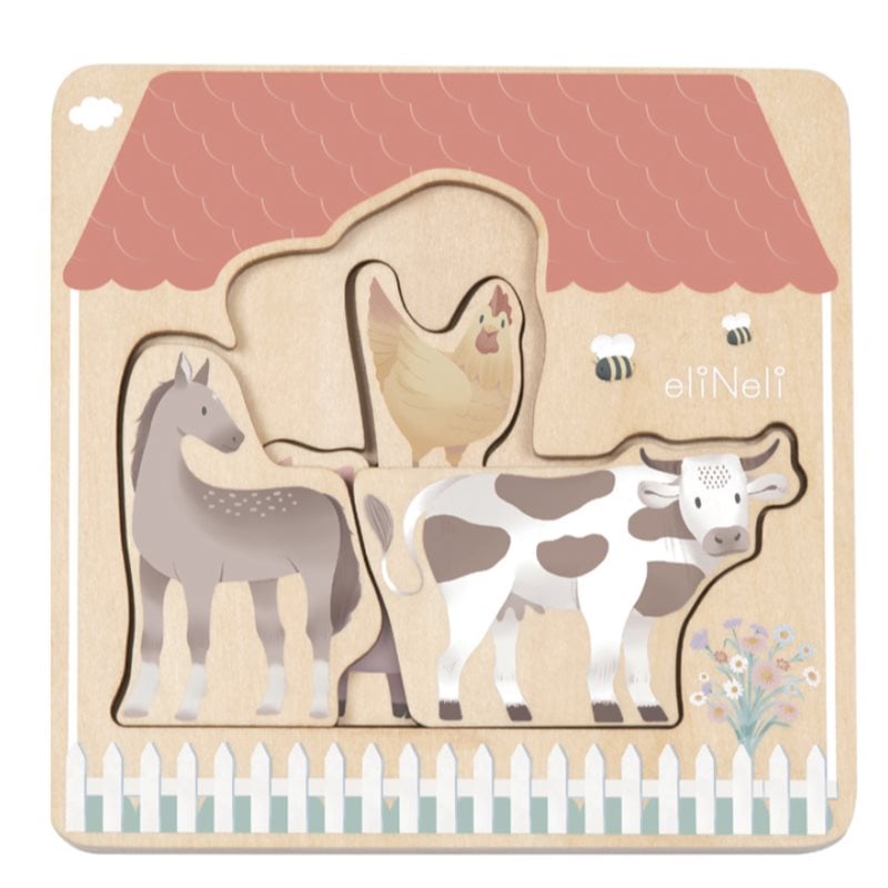 eliNeli Wooden Puzzle Farm пъзел от дърво 12m+