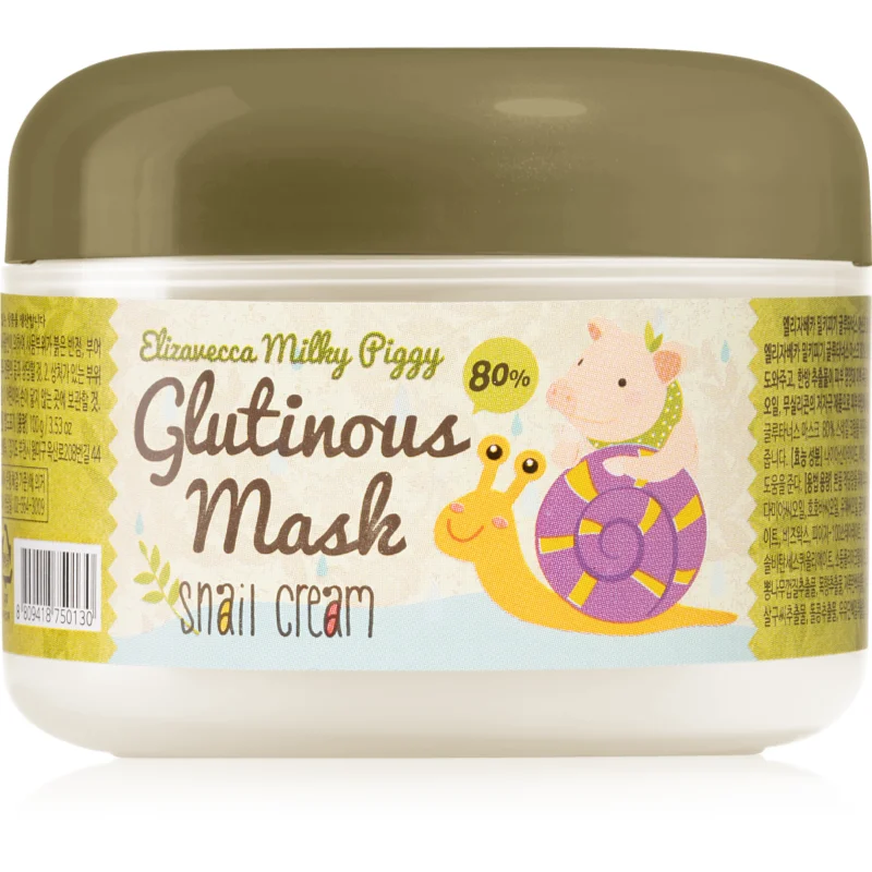 Elizavecca Milky Piggy Glutinous Mask 80% Snail Cream интензивна хидратираща и подхранваща маска с екстракт от охлюв
