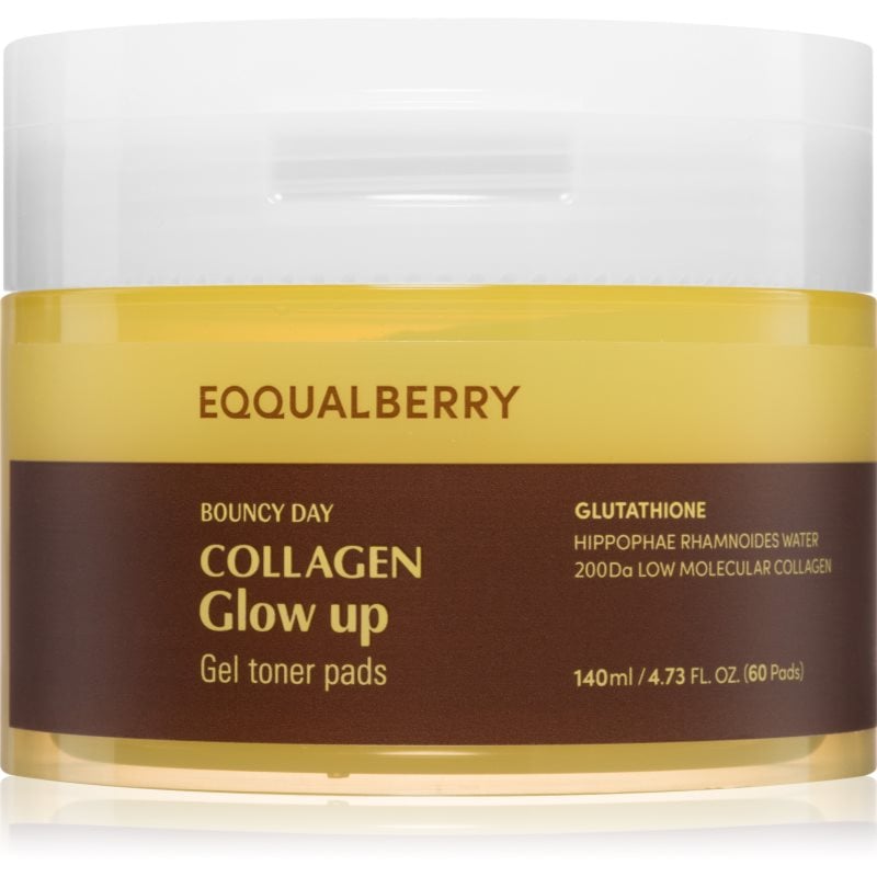 EQQUALBERRY Collagen Glow Up Gel Toner Pads тонизиращи възглавнички за озаряване на лицето