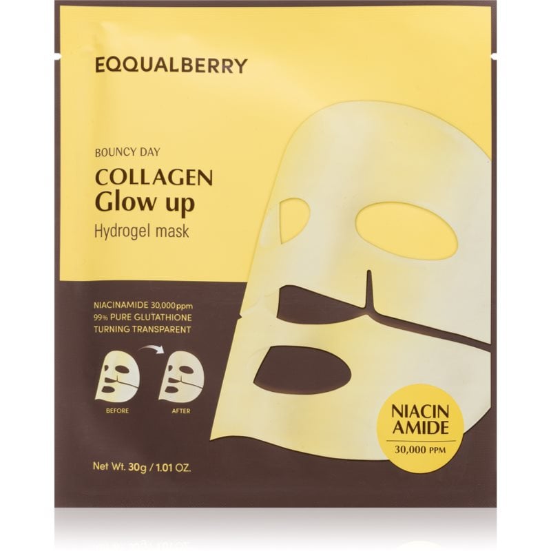 EQQUALBERRY Collagen Glow Up Hydrogel Mask платнена маска с озаряващ и хидратиращ ефект с гел текстура